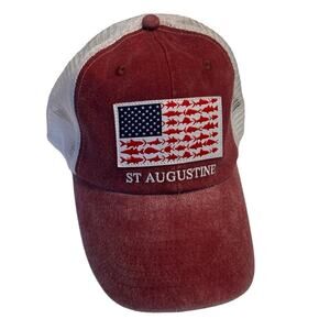 St Augustine Florida Twill American Flag Cap Adjustable Strap Destination